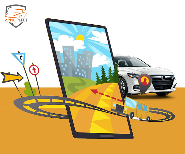 Car on road with GPS signal